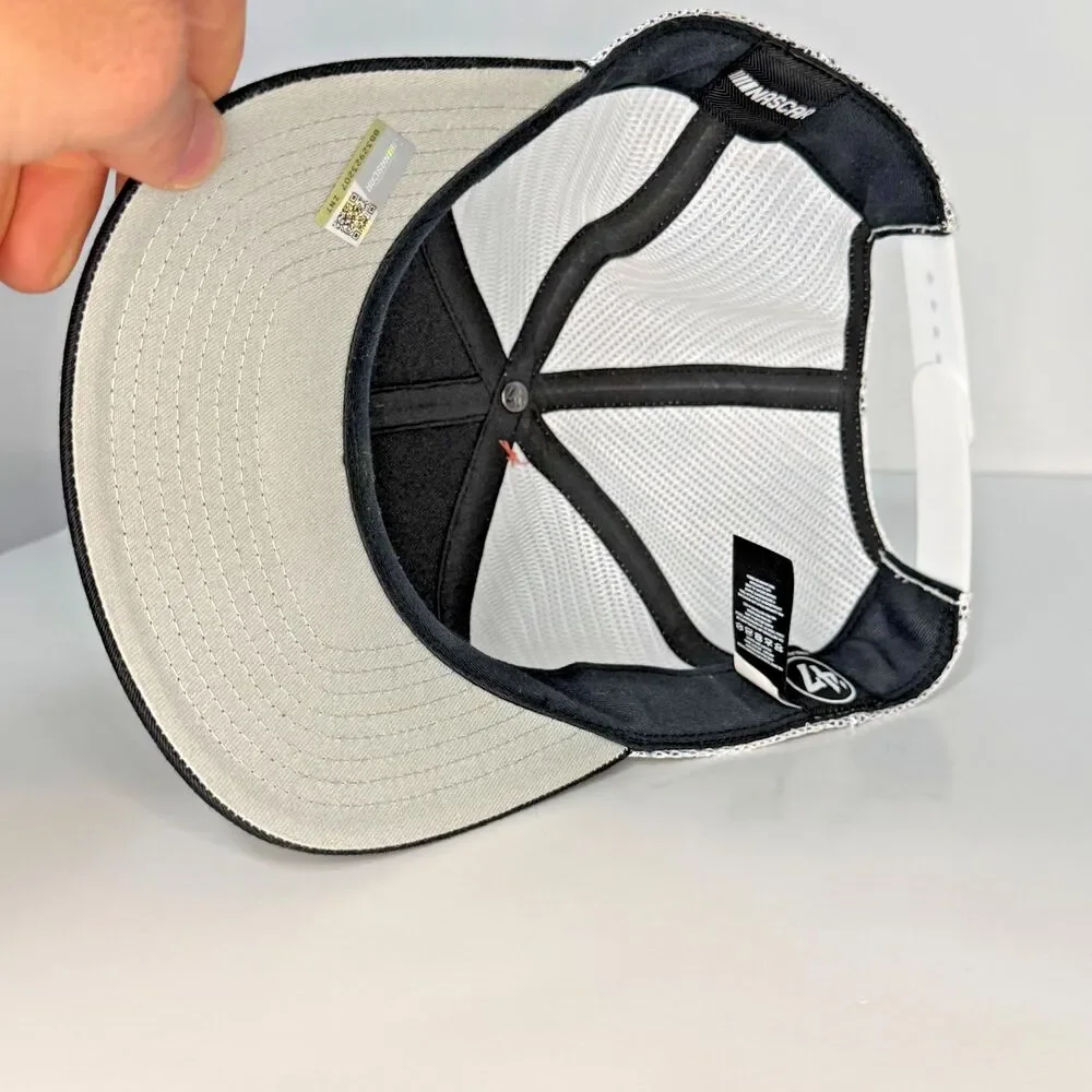 NASCAR 47 Brand Trucker Hat Black White Snapback Adjustable Racing Cap New